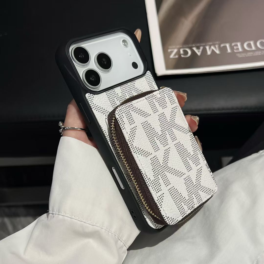 Luxury M-K-Inspired Phone Case with Card Holder For iPhone 17 / 16 / 15 / 14