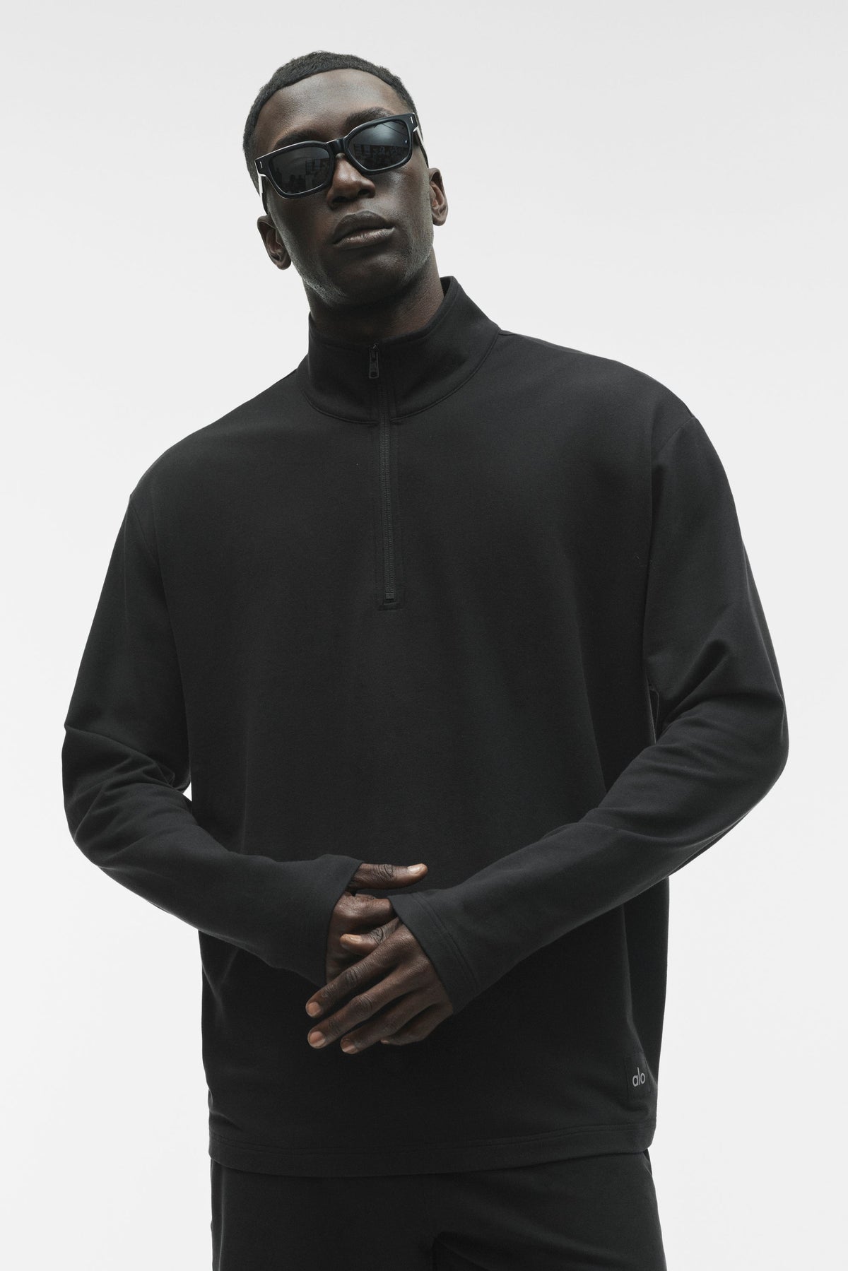 Double Take Long Sleeve 1/4 Zip - Black