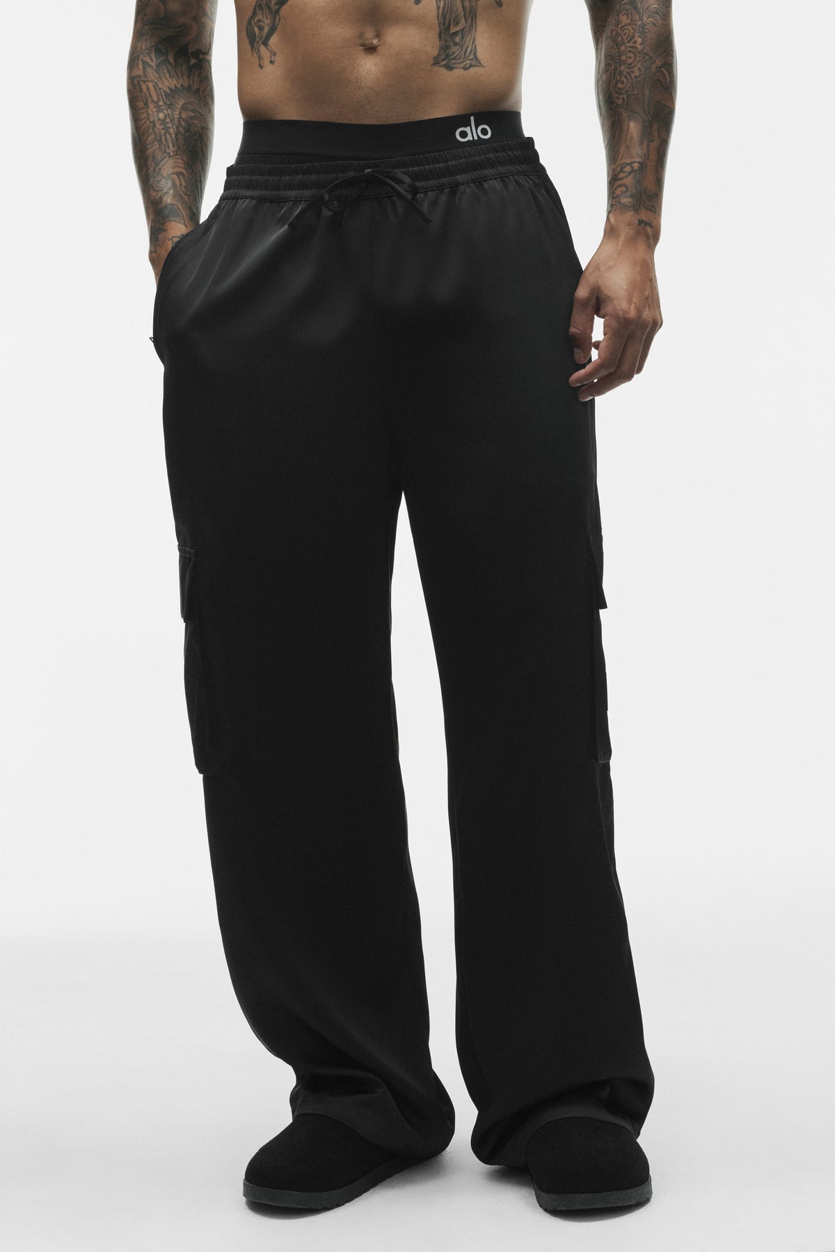 Satin Horizon Straight Leg Cargo Pant - Black