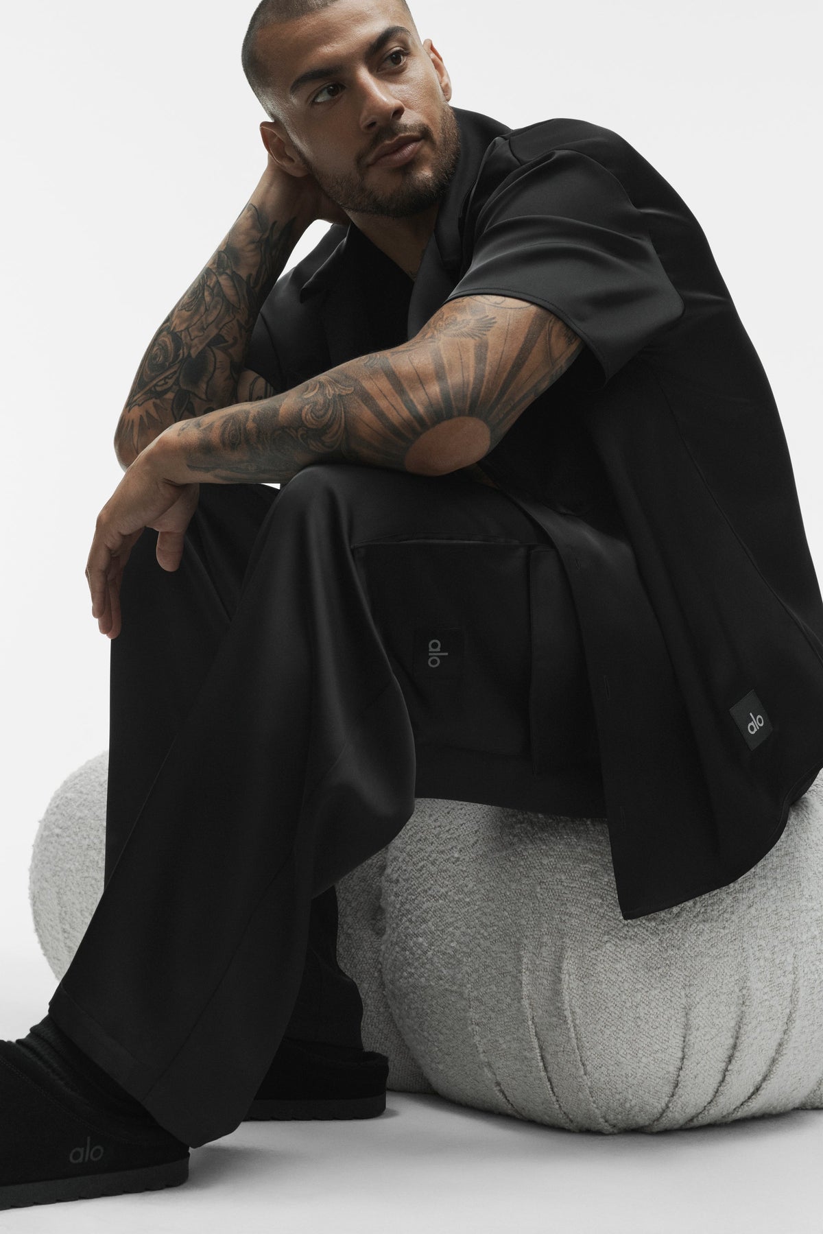 Satin Horizon Straight Leg Cargo Pant - Black