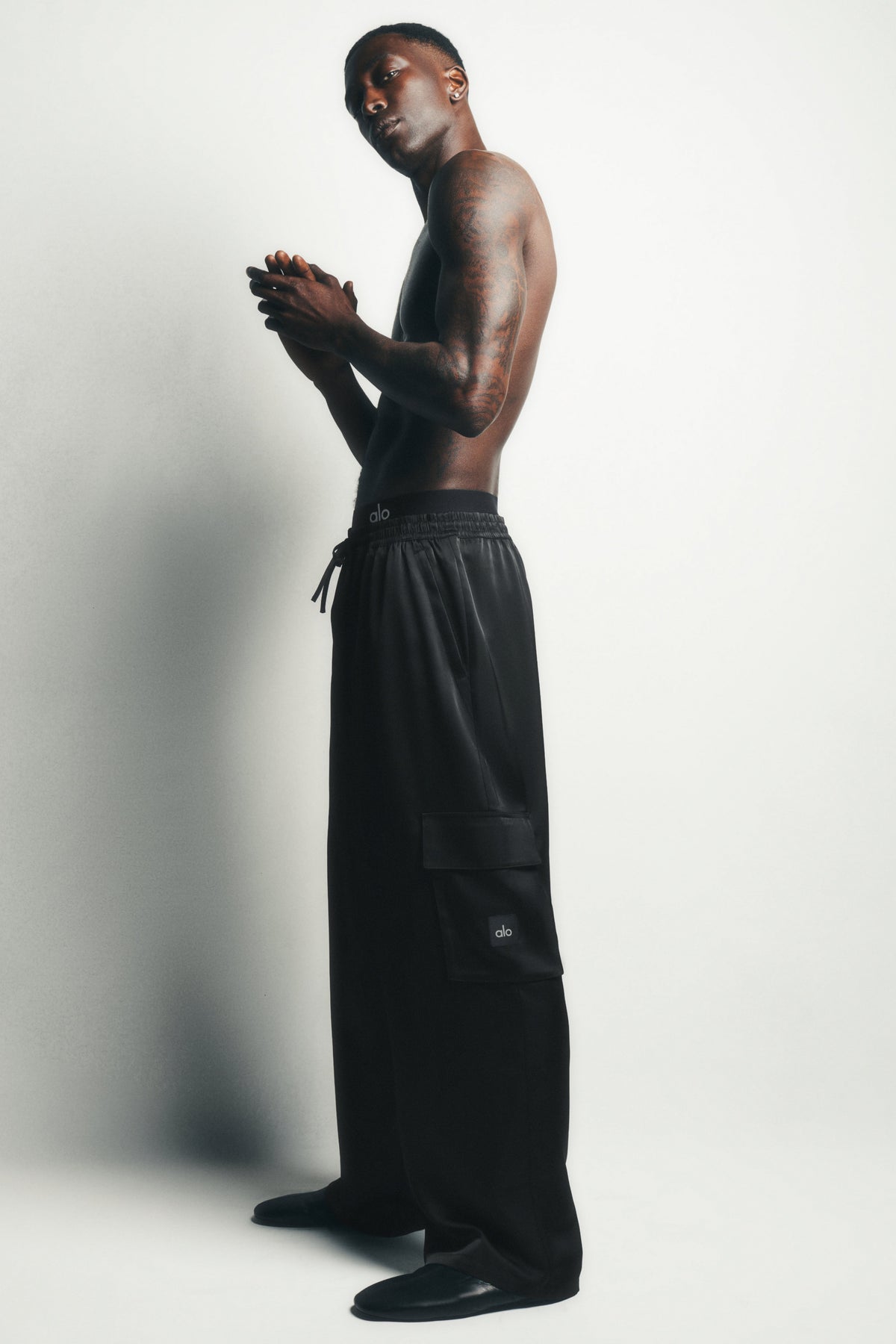 Satin Horizon Straight Leg Cargo Pant - Black