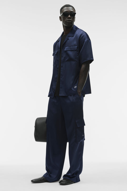 Satin Horizon Straight Leg Cargo Pant - Navy
