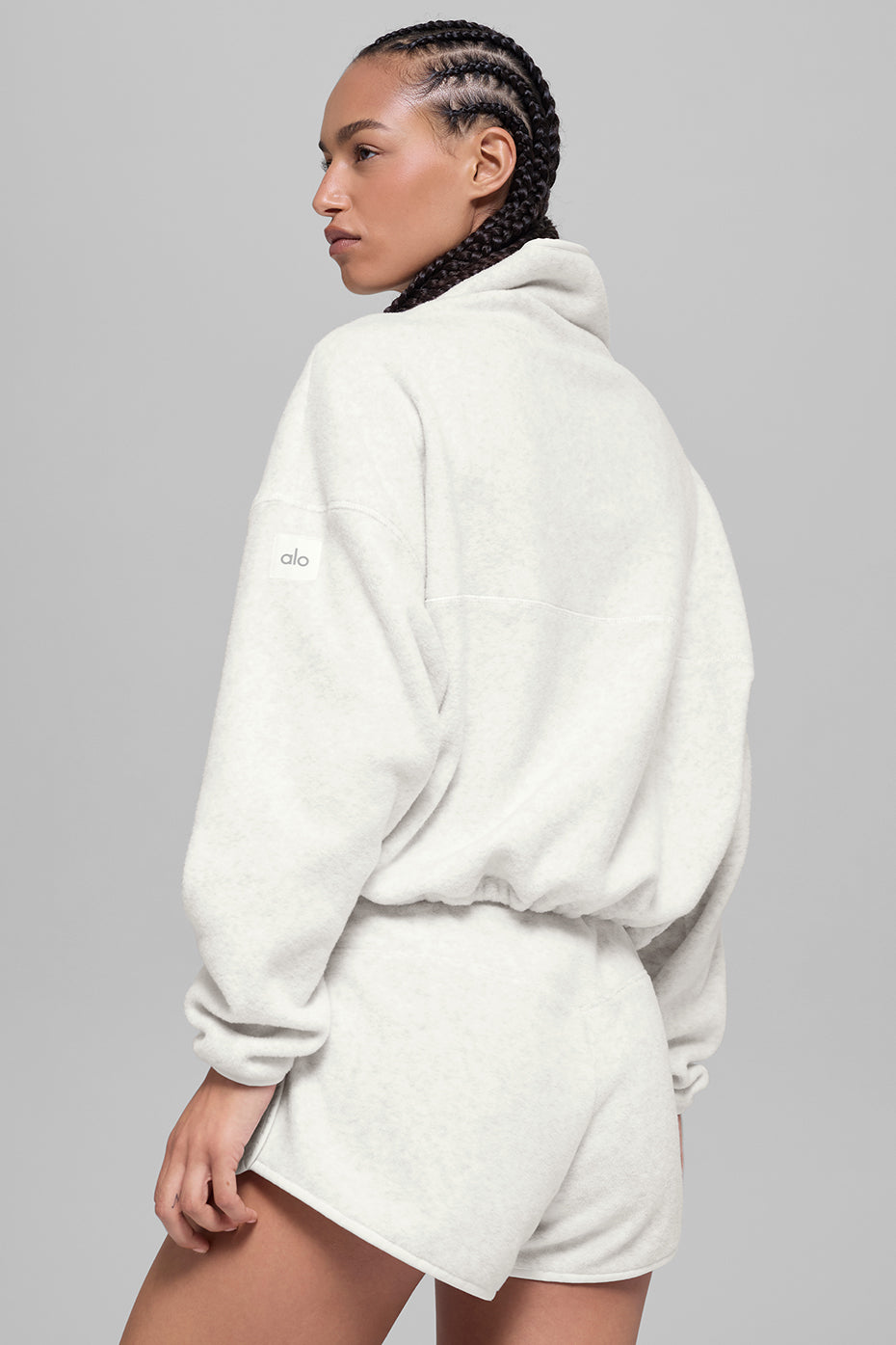 Polar Fleece Retreat Cover Up - White Heather Grey
