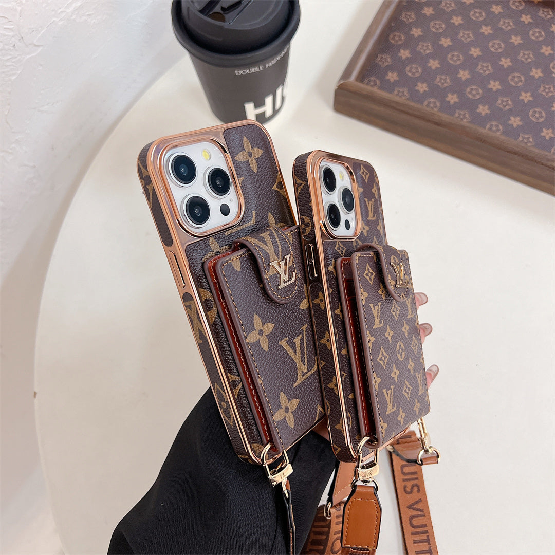 Luxury Louis V Case with Strap for iPhone 13-18 Pro & Pro Max