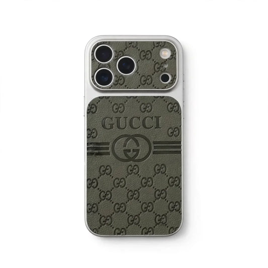 GG Luxury Monogram Leather Case for iPhone 12-18 Pro & Pro Max